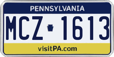 PA license plate MCZ1613