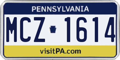 PA license plate MCZ1614