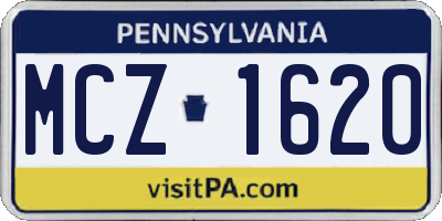 PA license plate MCZ1620