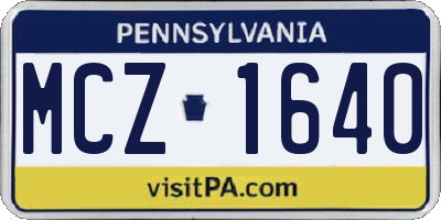 PA license plate MCZ1640