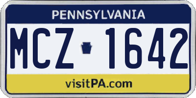 PA license plate MCZ1642