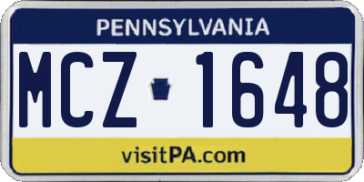 PA license plate MCZ1648