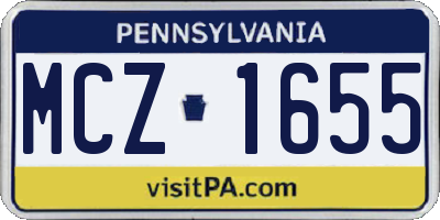 PA license plate MCZ1655