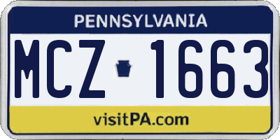 PA license plate MCZ1663