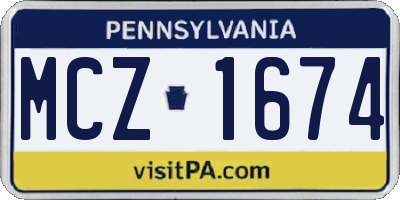 PA license plate MCZ1674