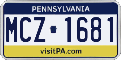 PA license plate MCZ1681