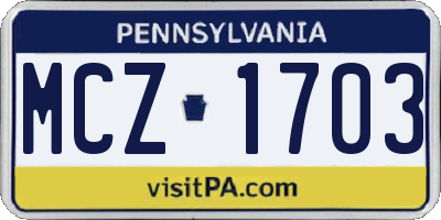PA license plate MCZ1703
