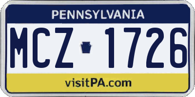 PA license plate MCZ1726