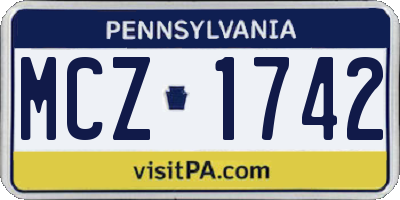 PA license plate MCZ1742