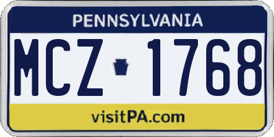 PA license plate MCZ1768