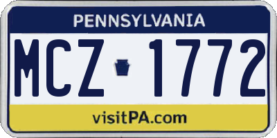 PA license plate MCZ1772