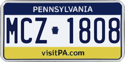 PA license plate MCZ1808