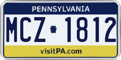 PA license plate MCZ1812