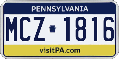 PA license plate MCZ1816