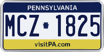 PA license plate MCZ1825