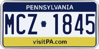 PA license plate MCZ1845