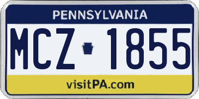 PA license plate MCZ1855