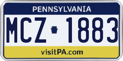 PA license plate MCZ1883