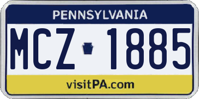 PA license plate MCZ1885