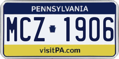 PA license plate MCZ1906