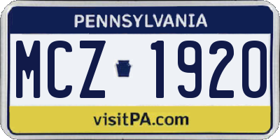 PA license plate MCZ1920