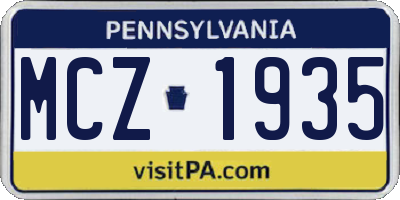 PA license plate MCZ1935