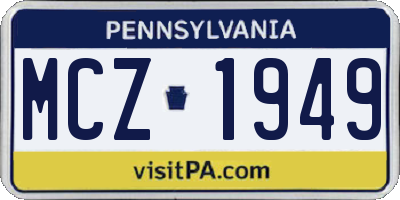 PA license plate MCZ1949