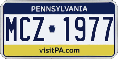PA license plate MCZ1977