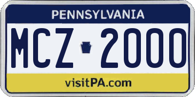 PA license plate MCZ2000