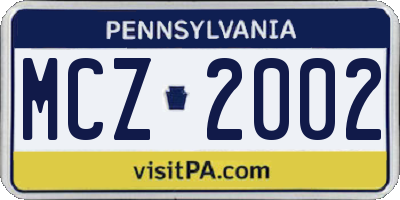 PA license plate MCZ2002