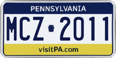 PA license plate MCZ2011