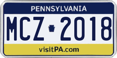 PA license plate MCZ2018