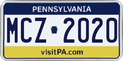 PA license plate MCZ2020