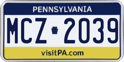 PA license plate MCZ2039