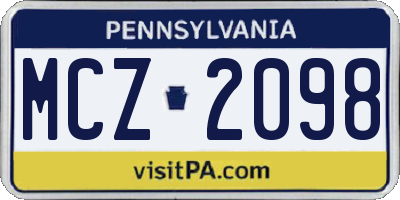 PA license plate MCZ2098