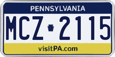PA license plate MCZ2115