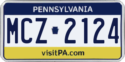 PA license plate MCZ2124