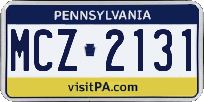 PA license plate MCZ2131