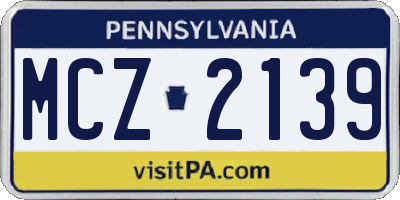 PA license plate MCZ2139