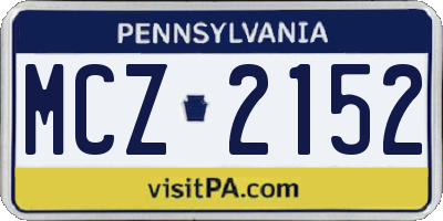 PA license plate MCZ2152