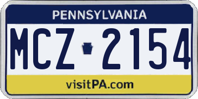 PA license plate MCZ2154