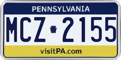 PA license plate MCZ2155