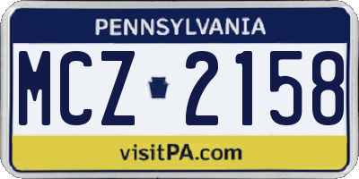 PA license plate MCZ2158