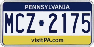 PA license plate MCZ2175