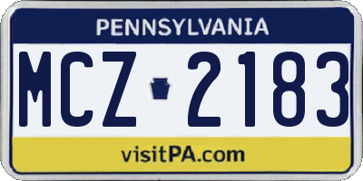 PA license plate MCZ2183