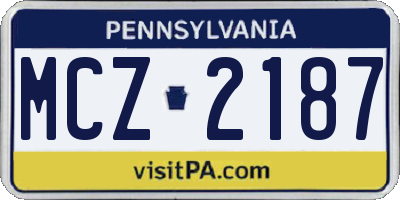 PA license plate MCZ2187