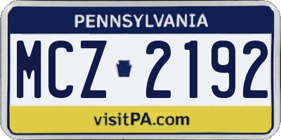 PA license plate MCZ2192