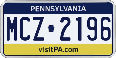PA license plate MCZ2196