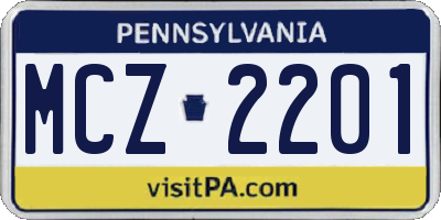 PA license plate MCZ2201
