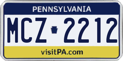 PA license plate MCZ2212